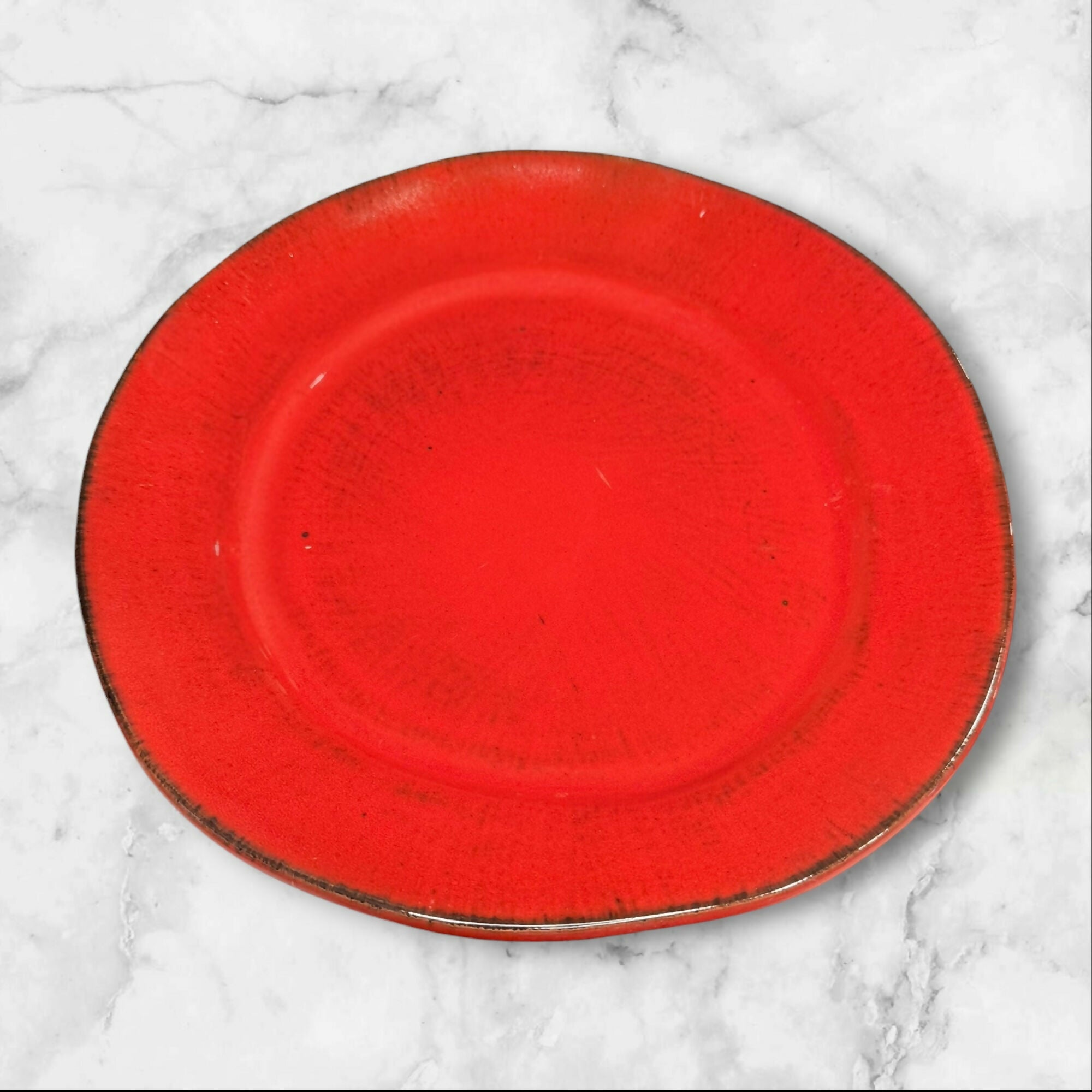 Crate & Barrel Rustic Red Freeform Dinner Plates | Set of 4 | Made in Italy